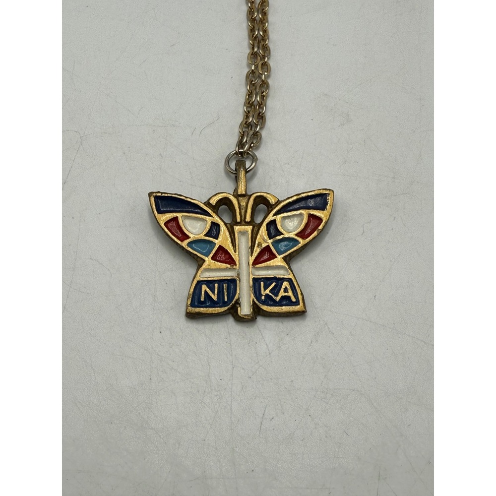 Terra Sancta Guild Butterfly NIKA Enamel Necklace Christ Is Risen Israel Vintage